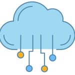 Cloud computing color icon. Data cloud. Cloud network. Big data. Database. Artificial intelligence. Isolated vector illustration